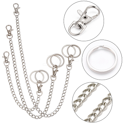 3 Sets 3 Styles Aluminium Twisted Chains for Jeans Pants HJEW-SP0001-53-1