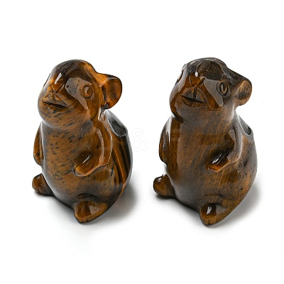 Natural Tiger Eye Carved Healing Mouse Figurines DJEW-D012-02B-1