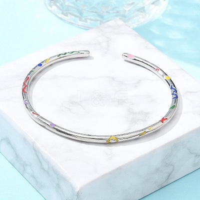 Brass Open Cuff Bangles for Women BJEW-G736-12P-03-1