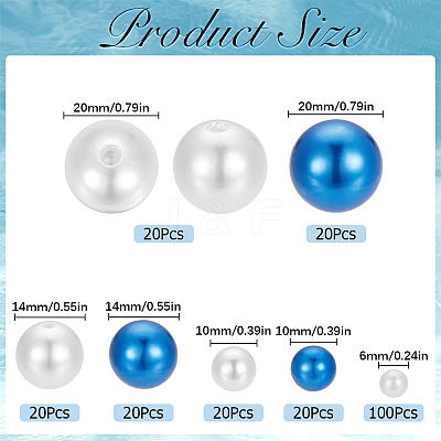 DIY Acrylic & ABS Plastic Imitation Pearl Round Beads Jewelry Making Finding Kit DIY-SC0024-60-1