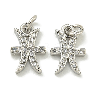 Rack Plating Brass Micro Pave Cubic Zirconia Pendants KK-K386-02K-P-1