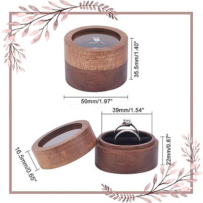Walnut Wooden Engagement Ring Boxes CON-WH0072-88-1