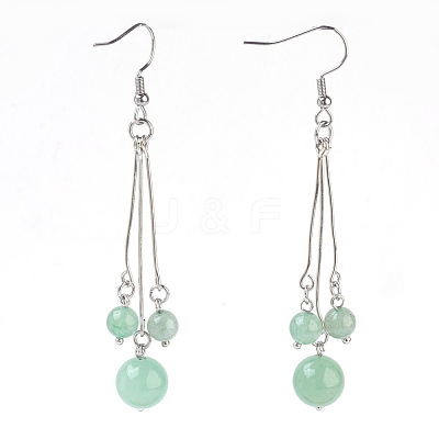 Natural Green Aventurine Dangle Earrings EJEW-JE02813-07-1