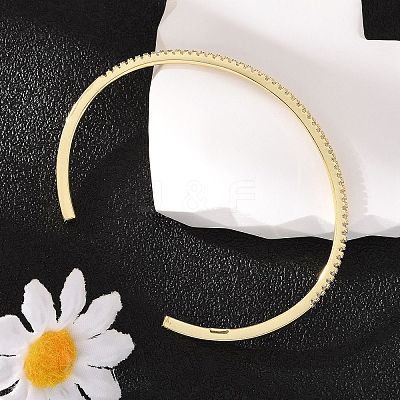 Clear Cubic Zirconia Open Cuff Bangle BJEW-M231-07G-1
