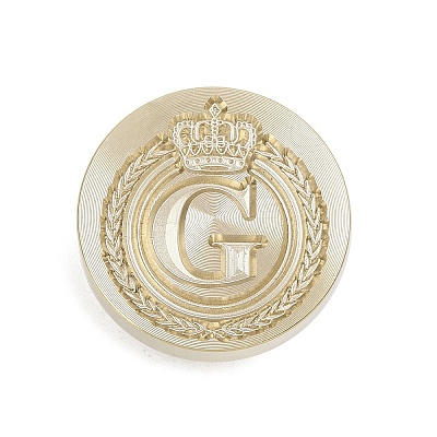 Golden Tone Crown Initial Wax Seal Brass Stamp Heads AJEW-A065-01G-1