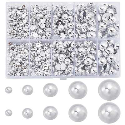 70G 5 Styles ABS Plastic Imitation Pearl Cabochons OACR-SC0001-45A-1