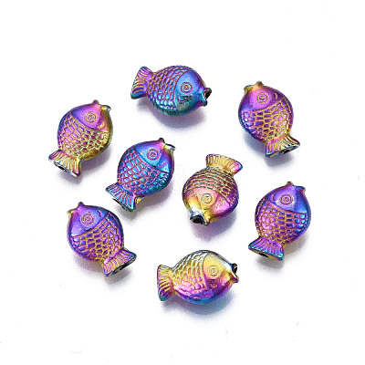 Rack Plating Rainbow Color Alloy Beads PALLOY-S180-331-1