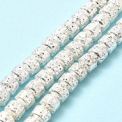 Electroplated Natural Lava Rock Beads Strands G-G984-10S-1