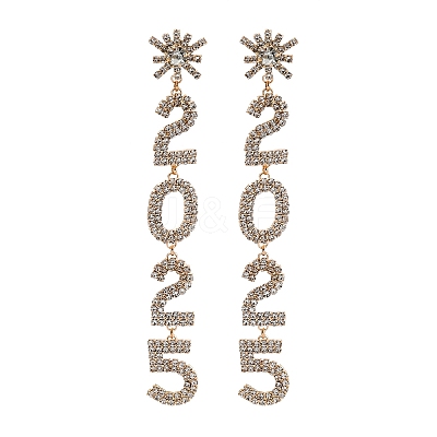 Brass Rhinestone Stud Earrings LS-EJEW-Q012-02G-1