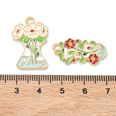 Green Plants and Potted Plants Alloy Enamel Pendants ENAM-P266-01A-G-1