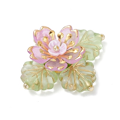 Brass Glass Seed Beaded Flower Pendants PALLOY-MZ01118-03-1