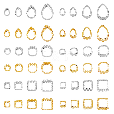 48Pcs 24 Style Brass Sew on Prong Settings KK-FH0006-93-1