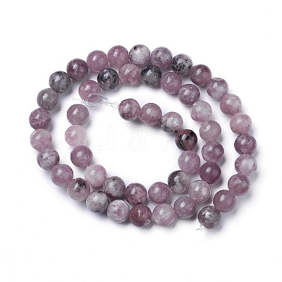 Natural Lepidolite/Purple Mica Beads Strands G-G770-04A-8mm-1