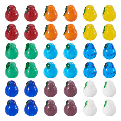 36Pcs 9 Colors Handmade Lampwork Beads LAMP-TA0002-18-1