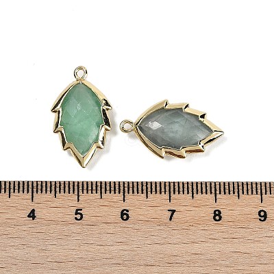 Natural Green Fluorite Faceted Leaf Pendants G-I375-04G-01-1