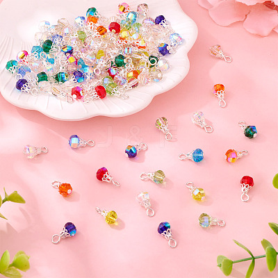130Pcs 13 Colors Glass Pendants PALLOY-TAC0194-1