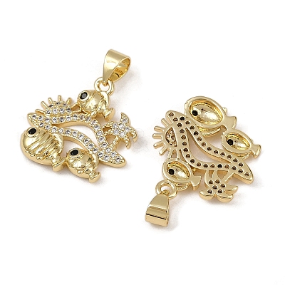 Brass Micro Pave Cubic Zirconia Pendants KK-I358-064G-04-1