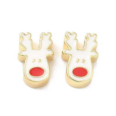 Christmas Brass Enamel Beads KK-I474-G14-1