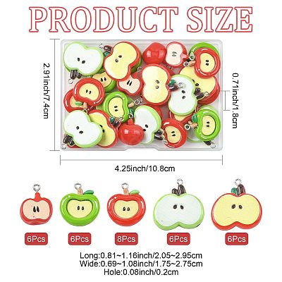 32Pcs 5 Styles Opaque Resin Pendants RESI-FS0002-39-1