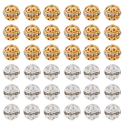 120Pcs 2 Colors Alloy Rhinestone Beads RB-HY0001-05-1