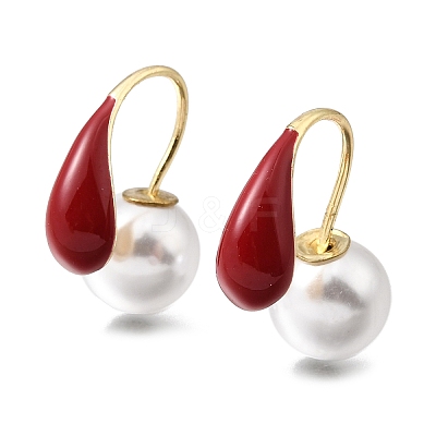 Alloy Enamel & Resin Pearl Clip-on Earrings LS-EJEW-G466-05G-1