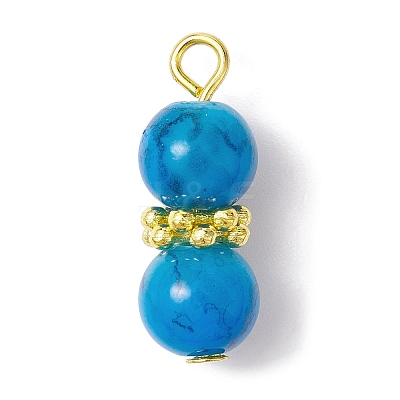 Baking Paint Glass Round Beaded Pendant PALLOY-JF02270-02-1