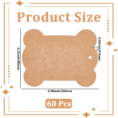 Bone Shape Kraft Paper Card AJEW-WH20816-095-1