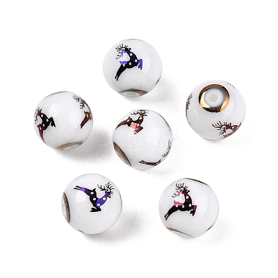 Christmas Opaque Glass Beads LS-EGLA-R113-03G-1