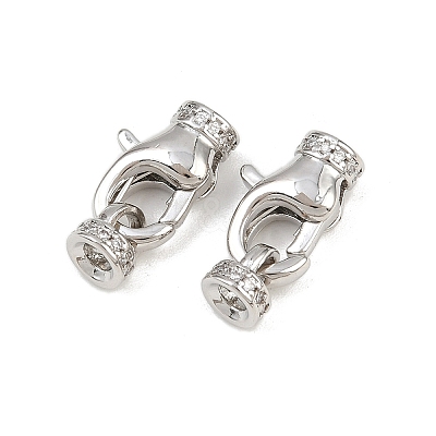 Brass Micro Pave Clear Cubic Zirconia Cord Ends KK-C136-01P-1