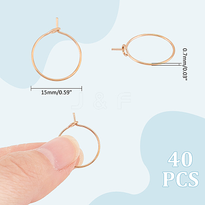 40Pcs 316L Surgical Stainless Steel Hoop Earring Findings STAS-UN0053-41RG-1