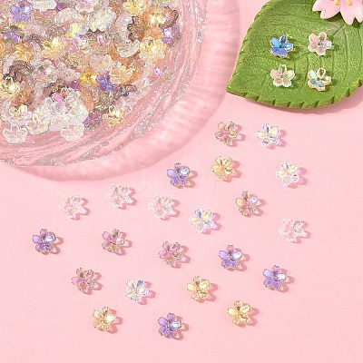 50Pcs Transparent Electroplate Glass Bead Caps EGLA-YW0007-17A-1