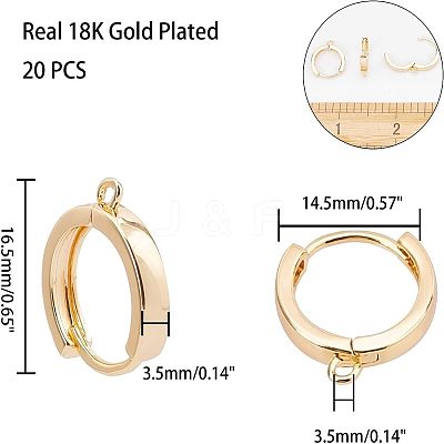 Brass Huggie Hoop Earring Findings KK-AR0001-37G-1