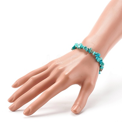 Synthetic Turquoise(Dyed) Chip Bead Stretch Bracelets for Children BJEW-JB06388-08-1