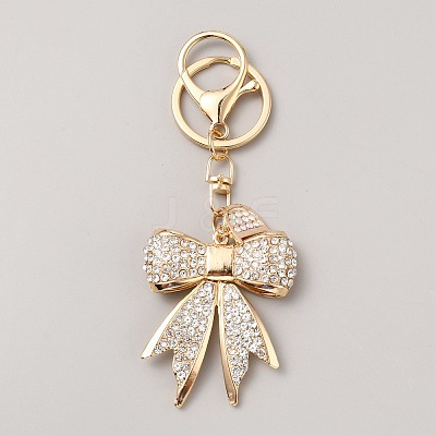 Alloy Rhinestone Pendant Keychain KEYC-WH0030-57-1