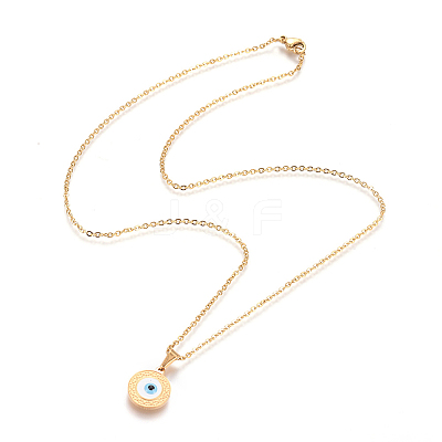 304 Stainless Steel Enamel Pendant Necklaces NJEW-F275-39G-1