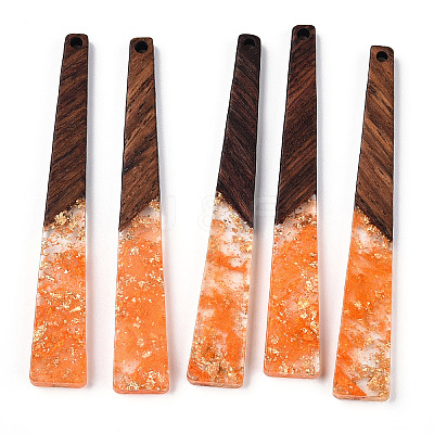 Transparent Resin & Walnut Wood Big Pendants RESI-N039-68G-1