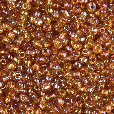 Transparent Colours Rainbow Round Glass Seed Beads X-SEED-A007-3mm-162C-1