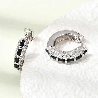Brass Micro Pave Cubic Zirconia Hoop Earrings KK-CBA8324-22P-1