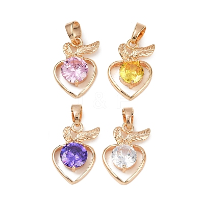 Brass Micro Pave Cubic Zirconia Pendants KK-E795-27KCG-01-1