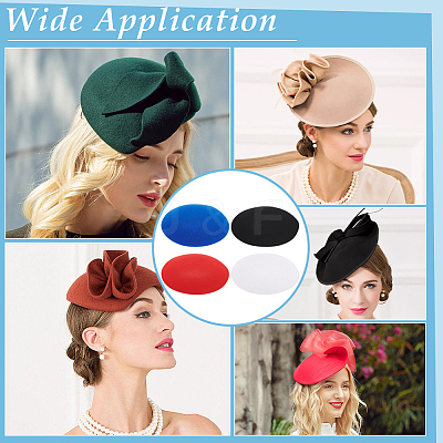 4Pcs 4 Colors EVA Cloth Round Fascinator Hat Base for Millinery AJEW-BC0007-39-1