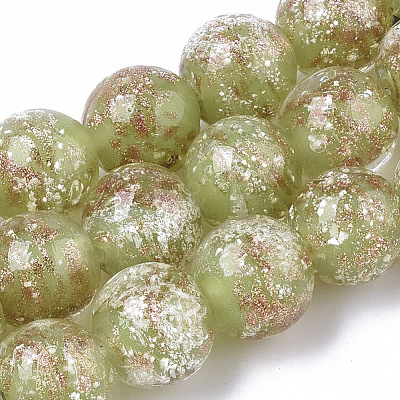 Handmade Gold Sand Lampwork Beads Strands LAMP-T007-06H-1