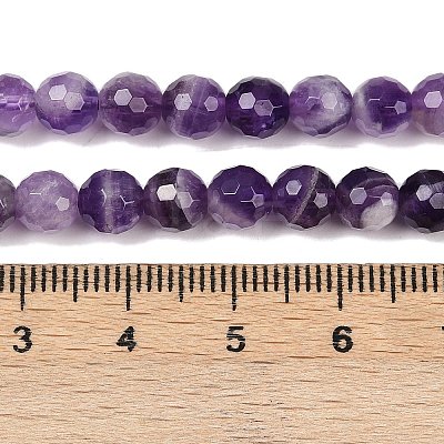 Faceted Round Natural Chevron Amethyst Bead Strands G-L437-22-6mm-1