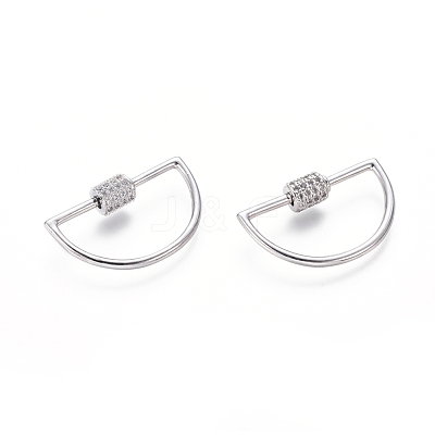Brass Micro Pave Cubic Zirconia Screw Carabiner Lock Charms ZIRC-I031-14P-1