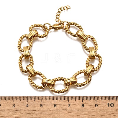 304 Stainless Steel Oval Link Chain Bracelets for Women LS-BJEW-R021-09G-1