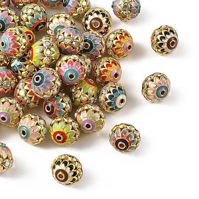 Brass & Alloy & Rhinestone Enamel Beads RB-CBA973B-11D-G-1