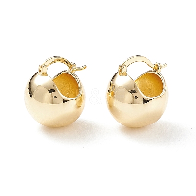 Rack Plating Brass Round Ball Chunky Hoop Earrings for Women X-EJEW-C029-04G-1