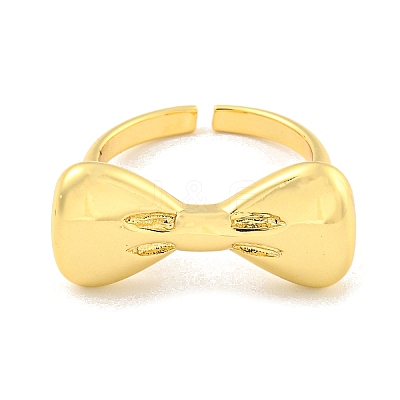Brass Bowknot Open Cuff Ring for Women RJEW-M173-05G-1