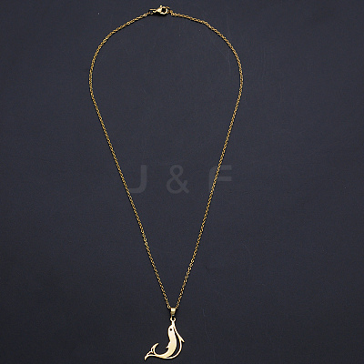 201 Stainless Steel Dolphin Pendants Necklaces LS-NJEW-S105-JN710-45-2-1
