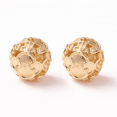 Brass Hollow Round Beads KK-P226-02CG-1