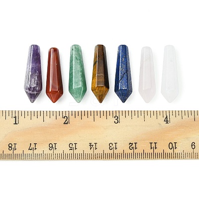 7Pcs 7 Styles Natural Mixed Gemstone Pointed Beads G-FS0005-53-1